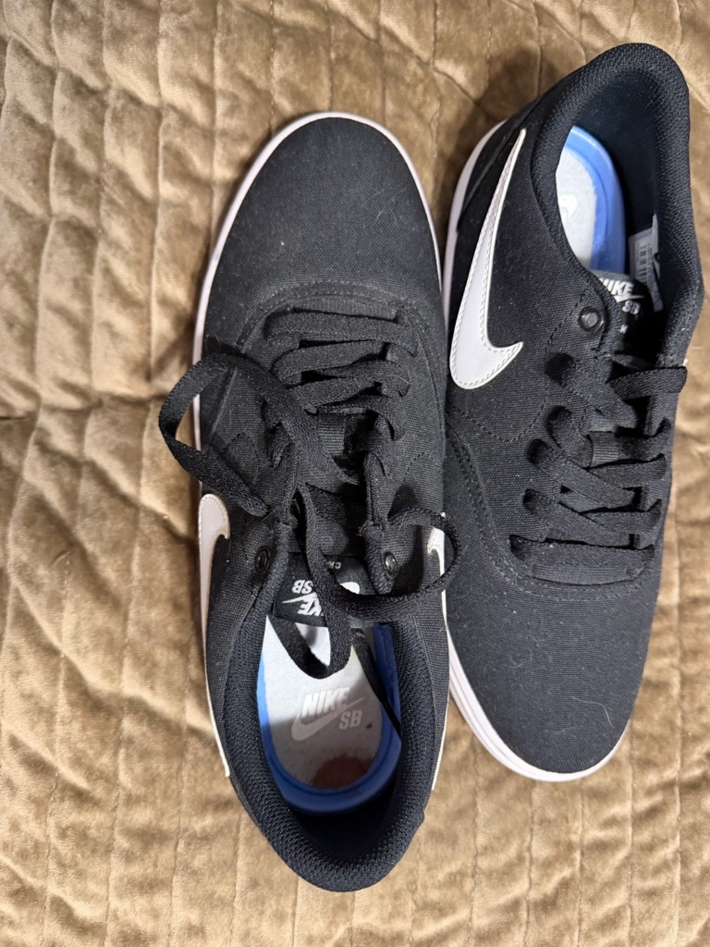 New Nike Black Canvas Low-Top Sneakers with White Swoosh